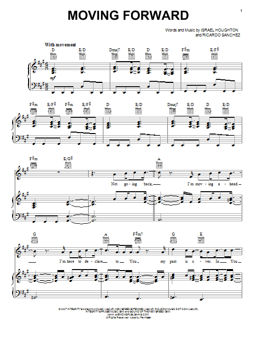 Download Israel Houghton Moving Forward Sheet Music and learn how to play Piano, Vocal & Guitar (Right-Hand Melody) PDF digital score in minutes