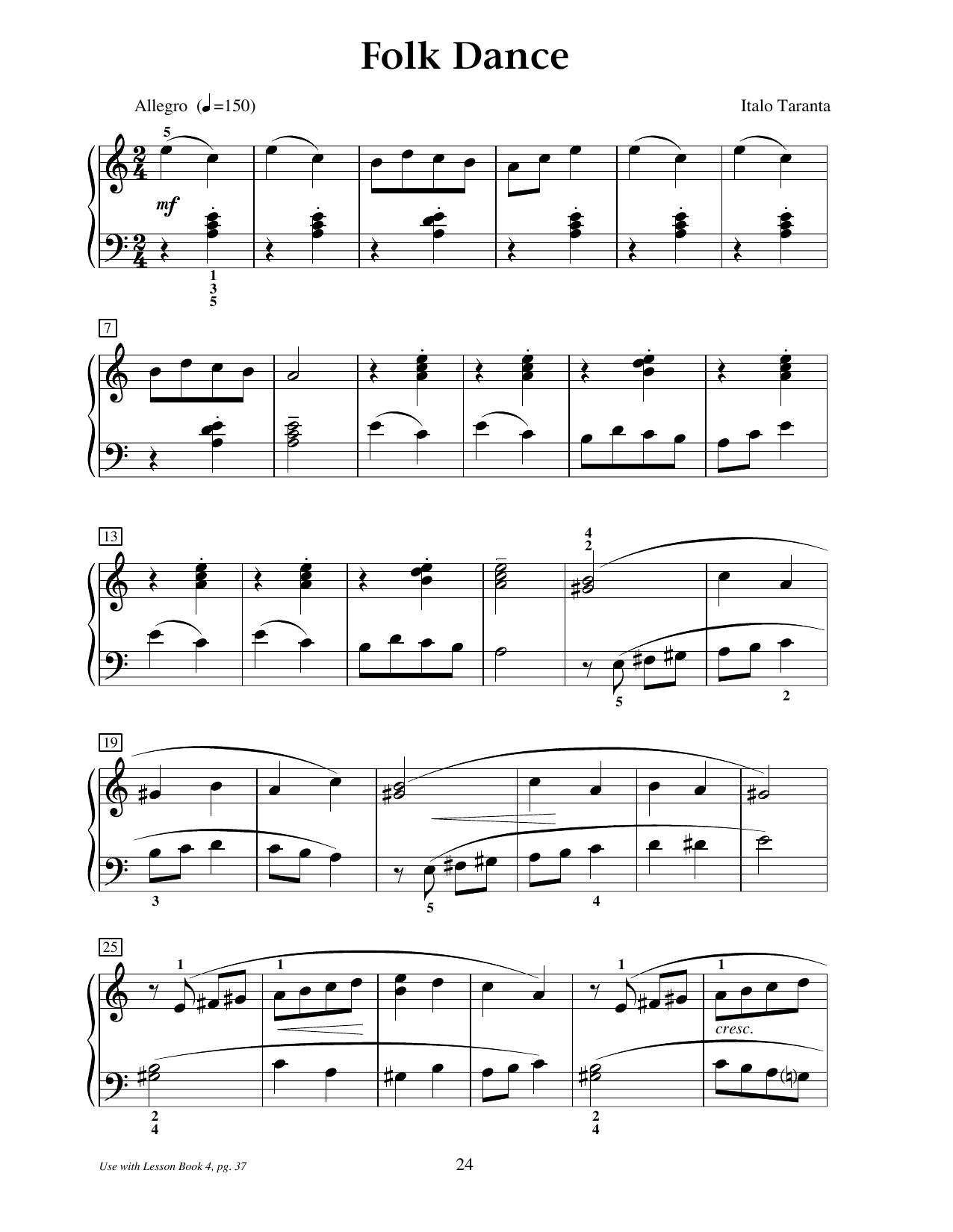 Download Italo Taranta Folk Dance Sheet Music and learn how to play Educational Piano PDF digital score in minutes