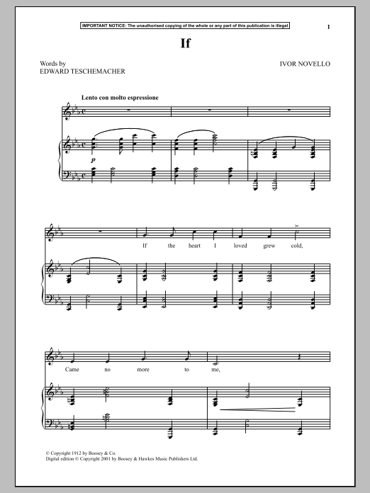 Download Ivor Novello If Sheet Music and learn how to play Piano & Vocal PDF digital score in minutes