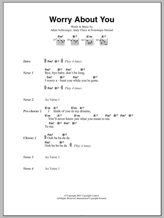 Download Ivy Worry About You Sheet Music and learn how to play Lyrics & Chords PDF digital score in minutes