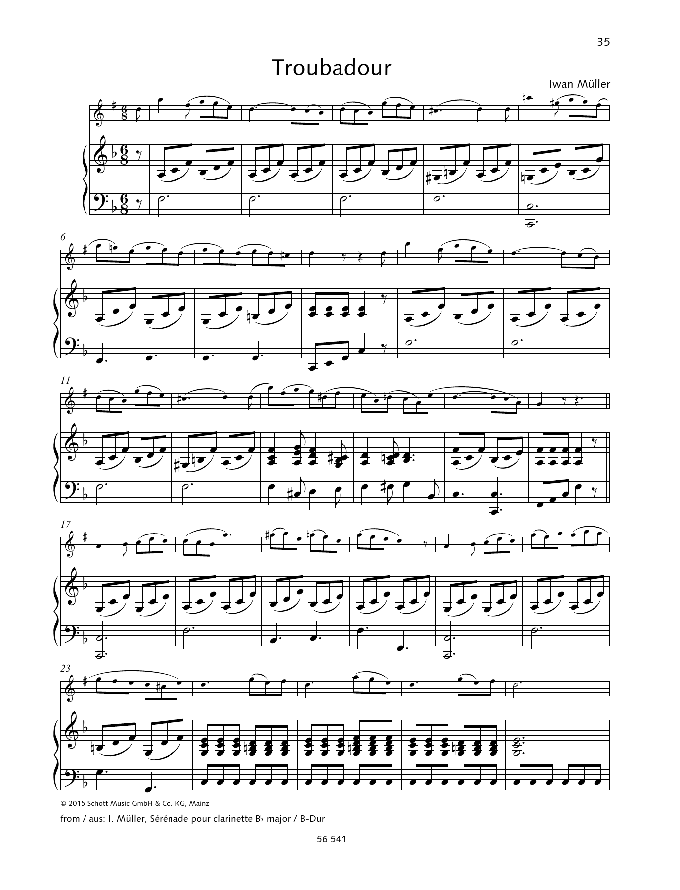 Download Iwan Müller Troubadour Sheet Music and learn how to play Woodwind Solo PDF digital score in minutes