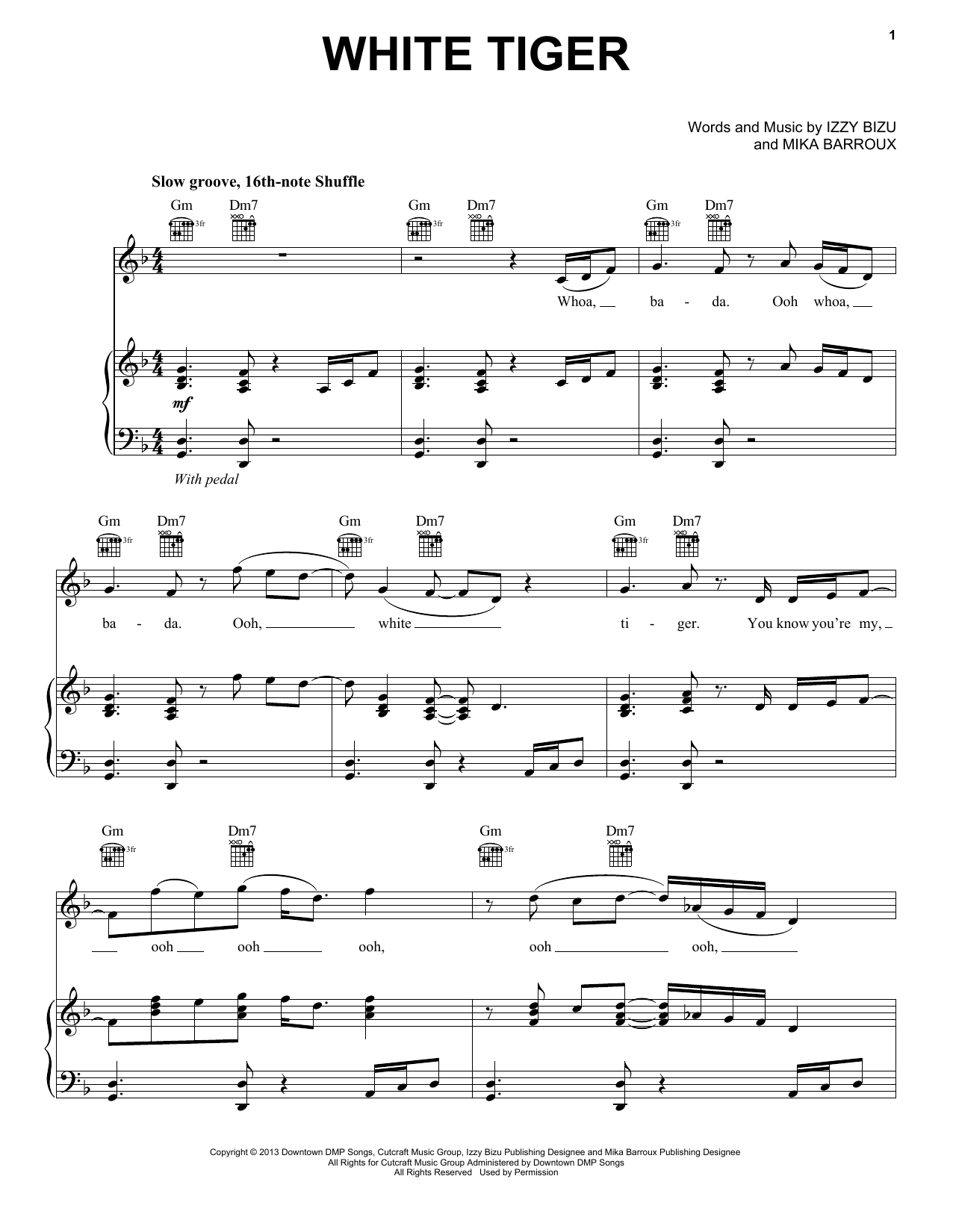 Download Izzy Bizu White Tiger Sheet Music and learn how to play Piano, Vocal & Guitar (Right-Hand Melody) PDF digital score in minutes