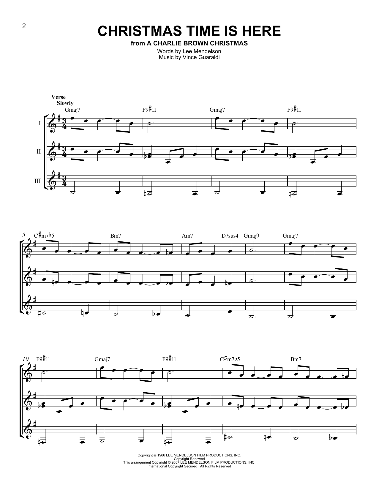 Download Vince Guaraldi Christmas Time Is Here Sheet Music and learn how to play GTRENS PDF digital score in minutes