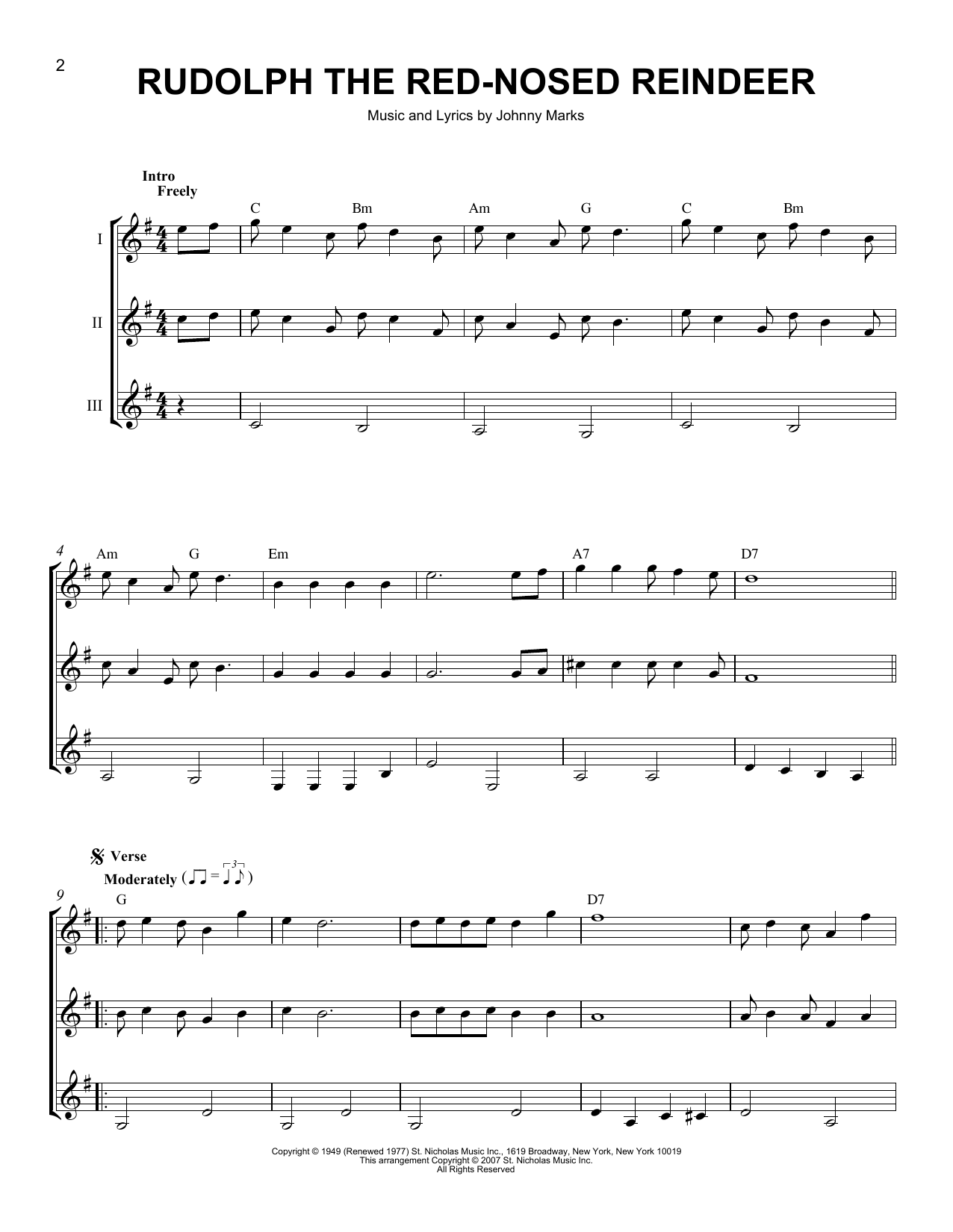 Download J Arnold Rudolph The Red-Nosed Reindeer Sheet Music and learn how to play GTRENS PDF digital score in minutes