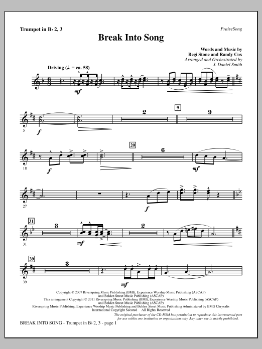 Download J. Daniel Smith Break Into Song - Trumpet 2 & 3 Sheet Music and learn how to play Choir Instrumental Pak PDF digital score in minutes