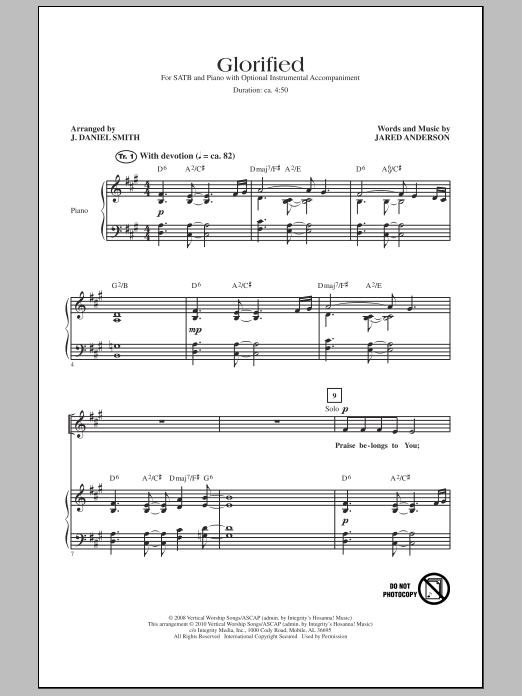 Download J. Daniel Smith Glorified Sheet Music and learn how to play SATB Choir PDF digital score in minutes