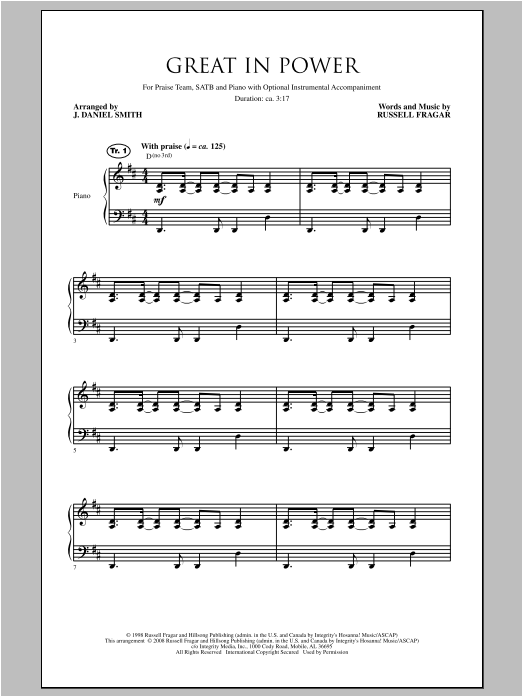 Download J. Daniel Smith Great In Power Sheet Music and learn how to play SATB PDF digital score in minutes