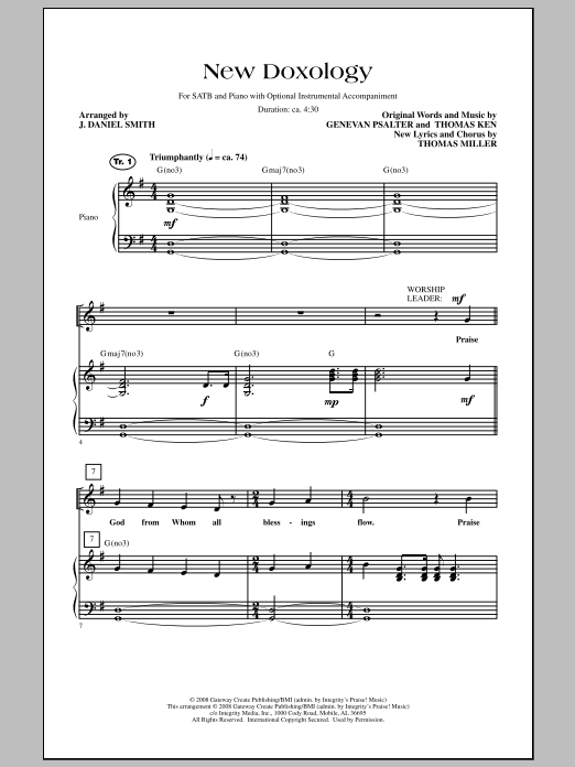 Download J. Daniel Smith New Doxology Sheet Music and learn how to play SATB PDF digital score in minutes