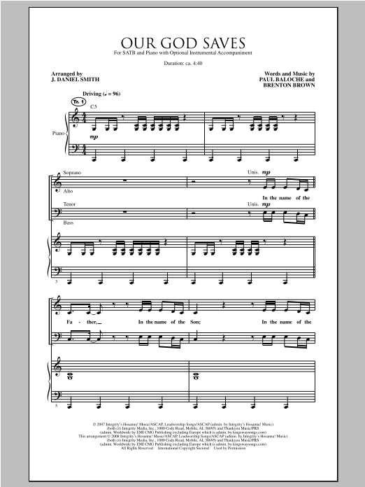 Download J. Daniel Smith Our God Saves Sheet Music and learn how to play SATB PDF digital score in minutes
