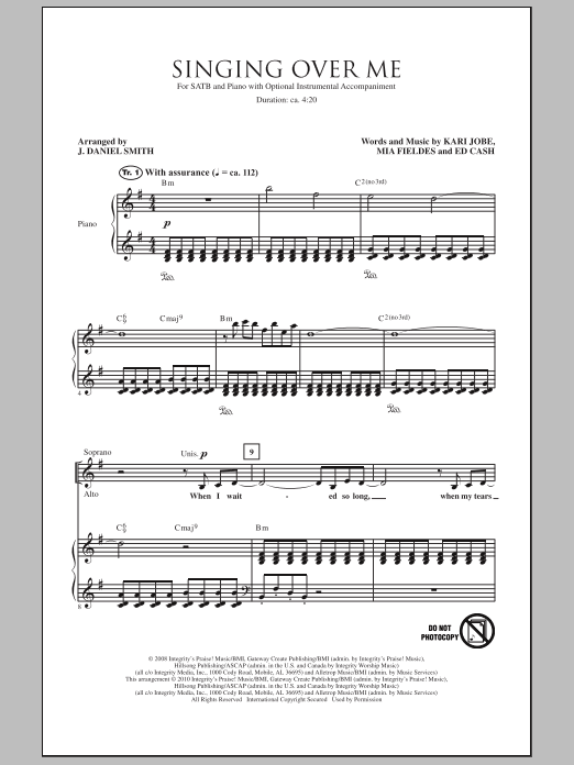 Download J. Daniel Smith Singing Over Me Sheet Music and learn how to play SATB Choir PDF digital score in minutes
