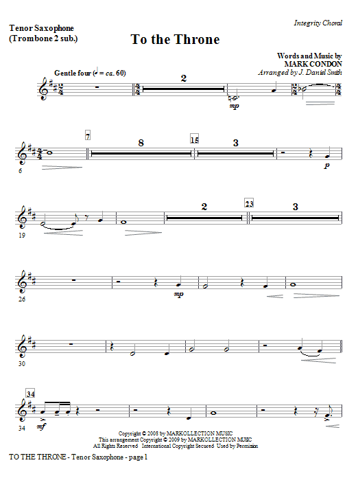 Download J. Daniel Smith To The Throne - Bass Clarinet (sub Bass) Sheet Music and learn how to play Choir Instrumental Pak PDF digital score in minutes