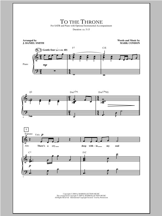 Download J. Daniel Smith To The Throne Sheet Music and learn how to play SATB PDF digital score in minutes