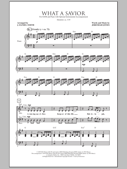 Download J. Daniel Smith What A Savior Sheet Music and learn how to play SATB Choir PDF digital score in minutes