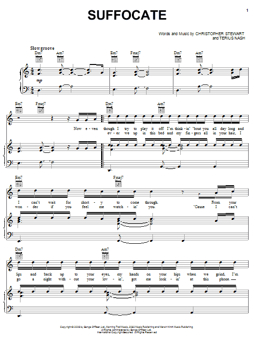 Download J. Holiday Suffocate Sheet Music and learn how to play Piano, Vocal & Guitar (Right-Hand Melody) PDF digital score in minutes