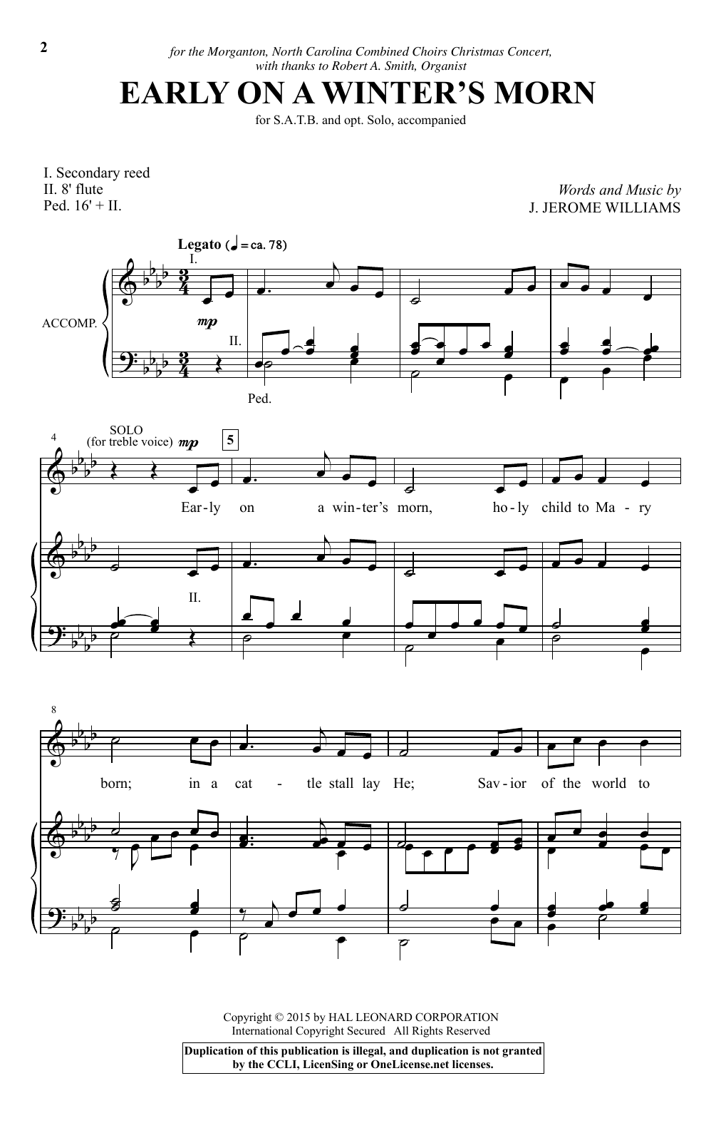 Download J. Jerome Williams Early On A Winter's Morn Sheet Music and learn how to play SATB PDF digital score in minutes