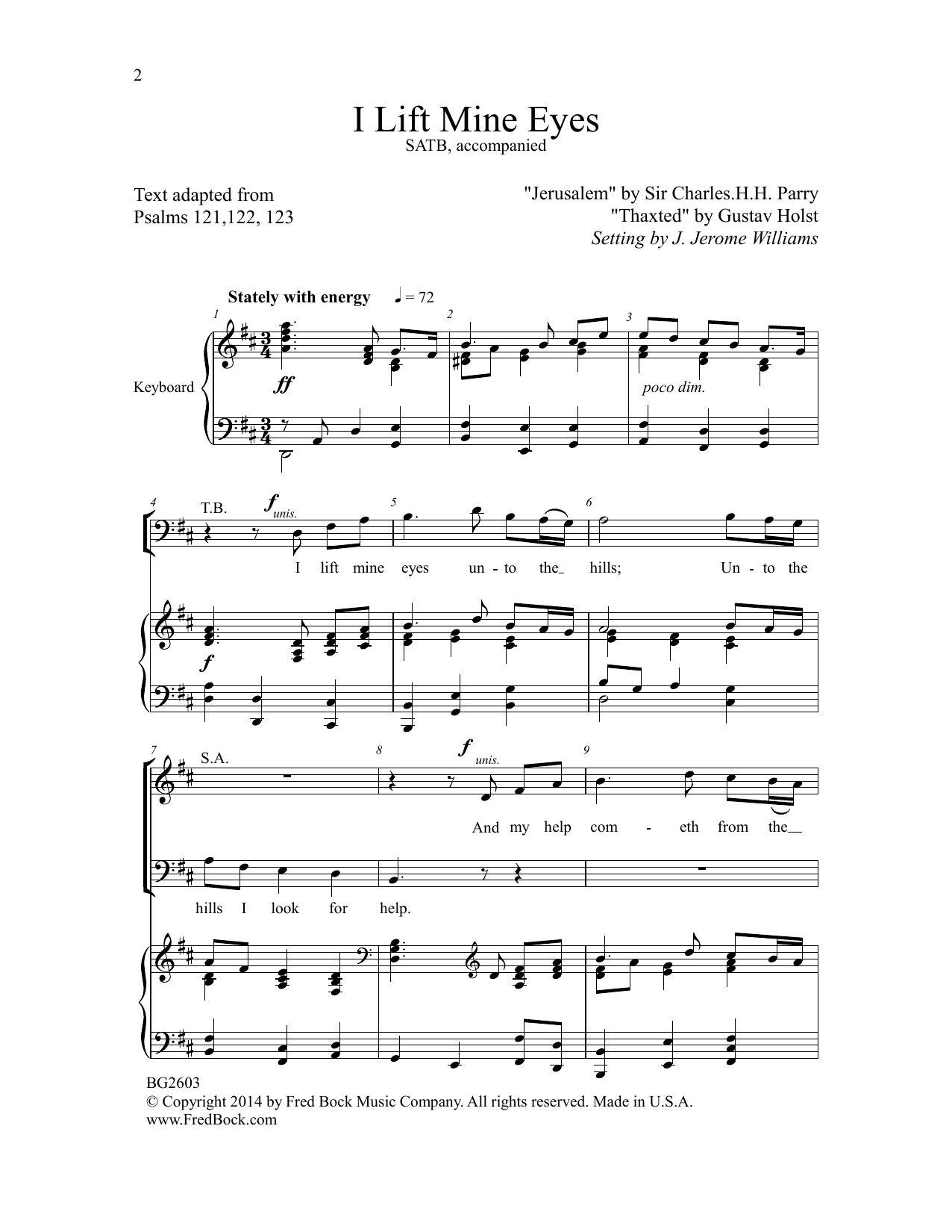 Download J. Jerome Williams I Lift Mine Eyes Sheet Music and learn how to play SATB Choir PDF digital score in minutes