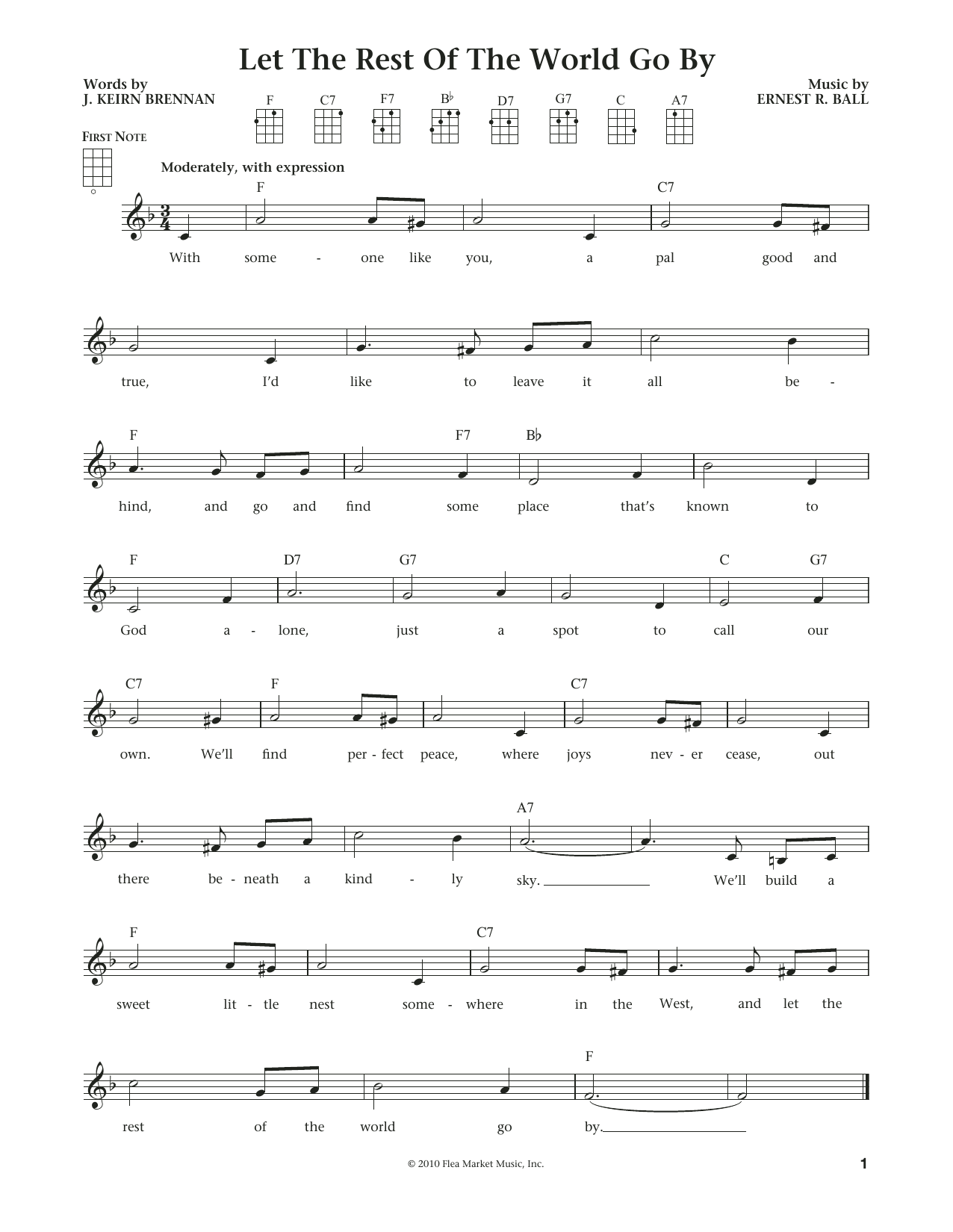 Download J. Keirn Brennan Let The Rest Of The World Go By Sheet Music and learn how to play Ukulele PDF digital score in minutes