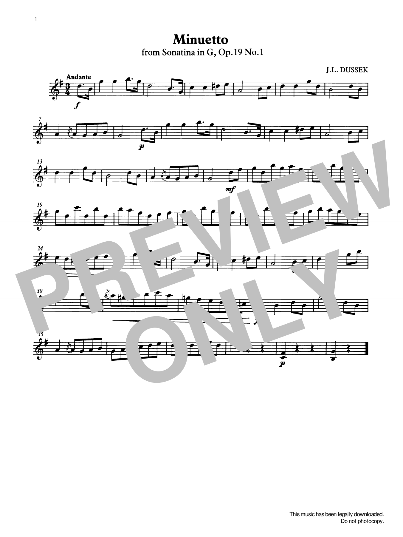 Download J. L. Dussek Minuetto from Graded Music for Tuned Percussion, Book II Sheet Music and learn how to play Percussion Solo PDF digital score in minutes