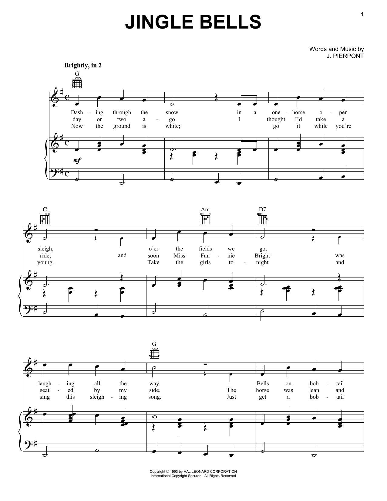 Download J. Pierpont Jingle Bells Sheet Music and learn how to play Ukulele PDF digital score in minutes