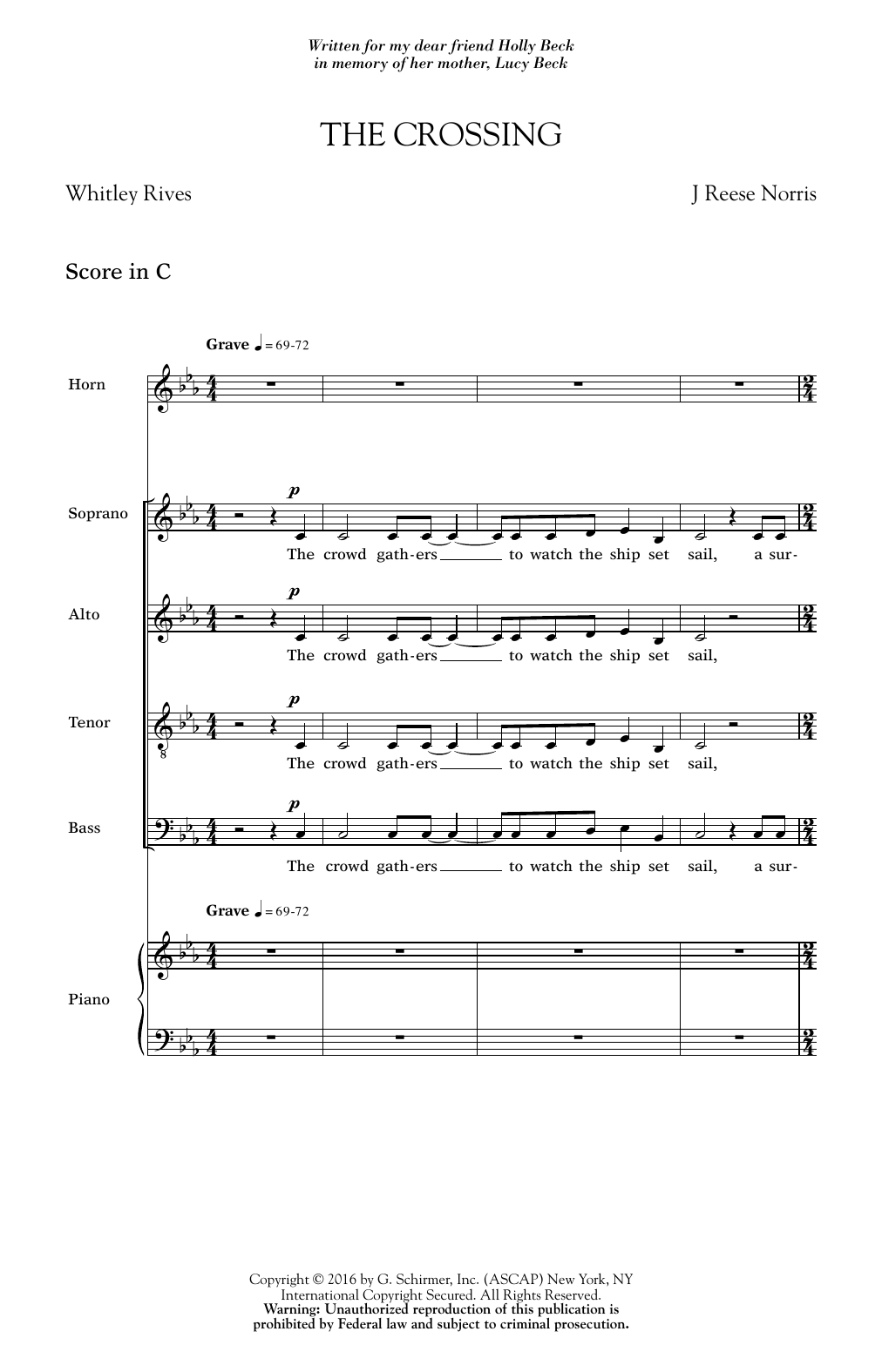 Download J. Reese Norris The Crossing Sheet Music and learn how to play SATB PDF digital score in minutes