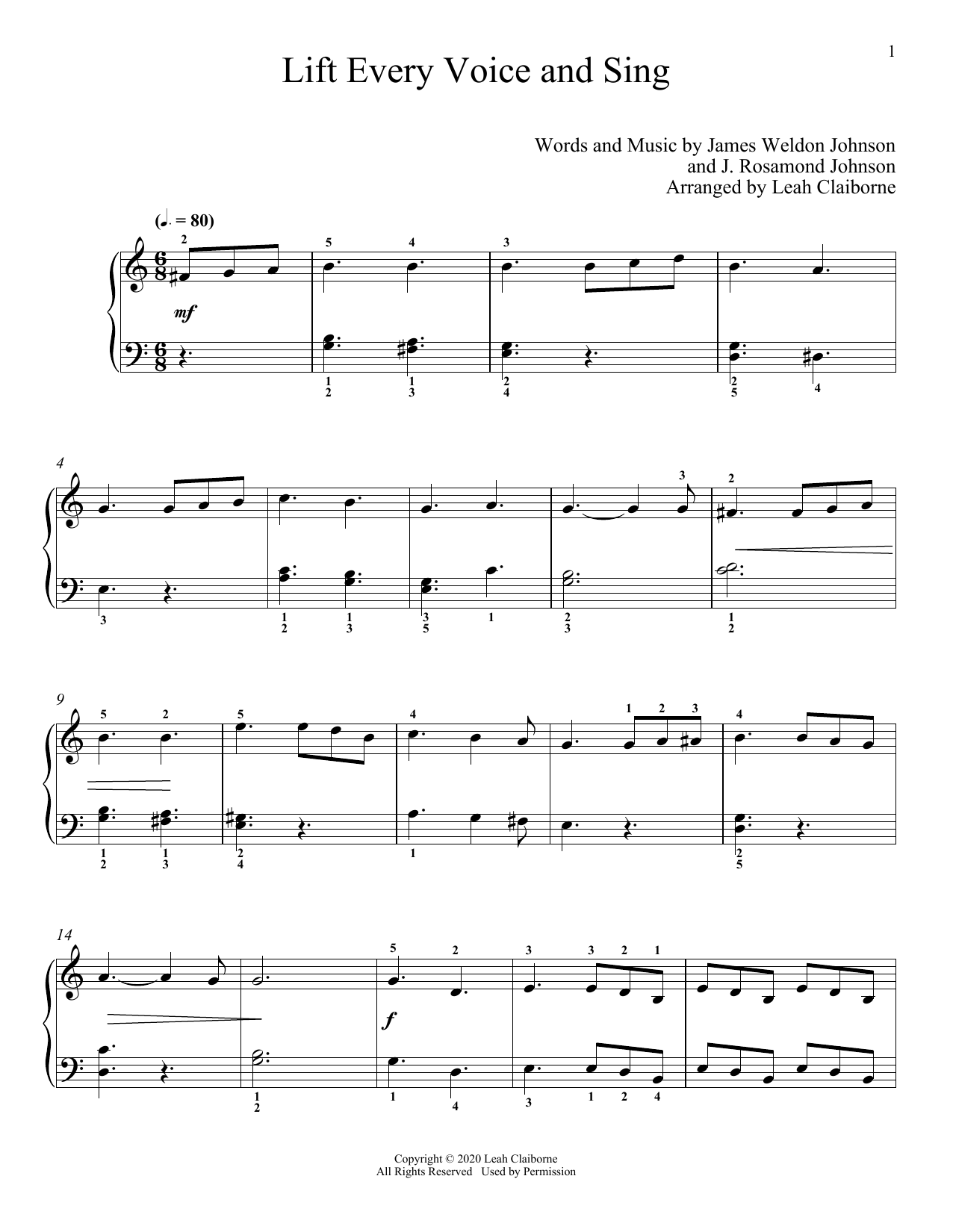 Download J. Rosamond Johnson Lift Every Voice And Sing Sheet Music and learn how to play Piano Solo PDF digital score in minutes