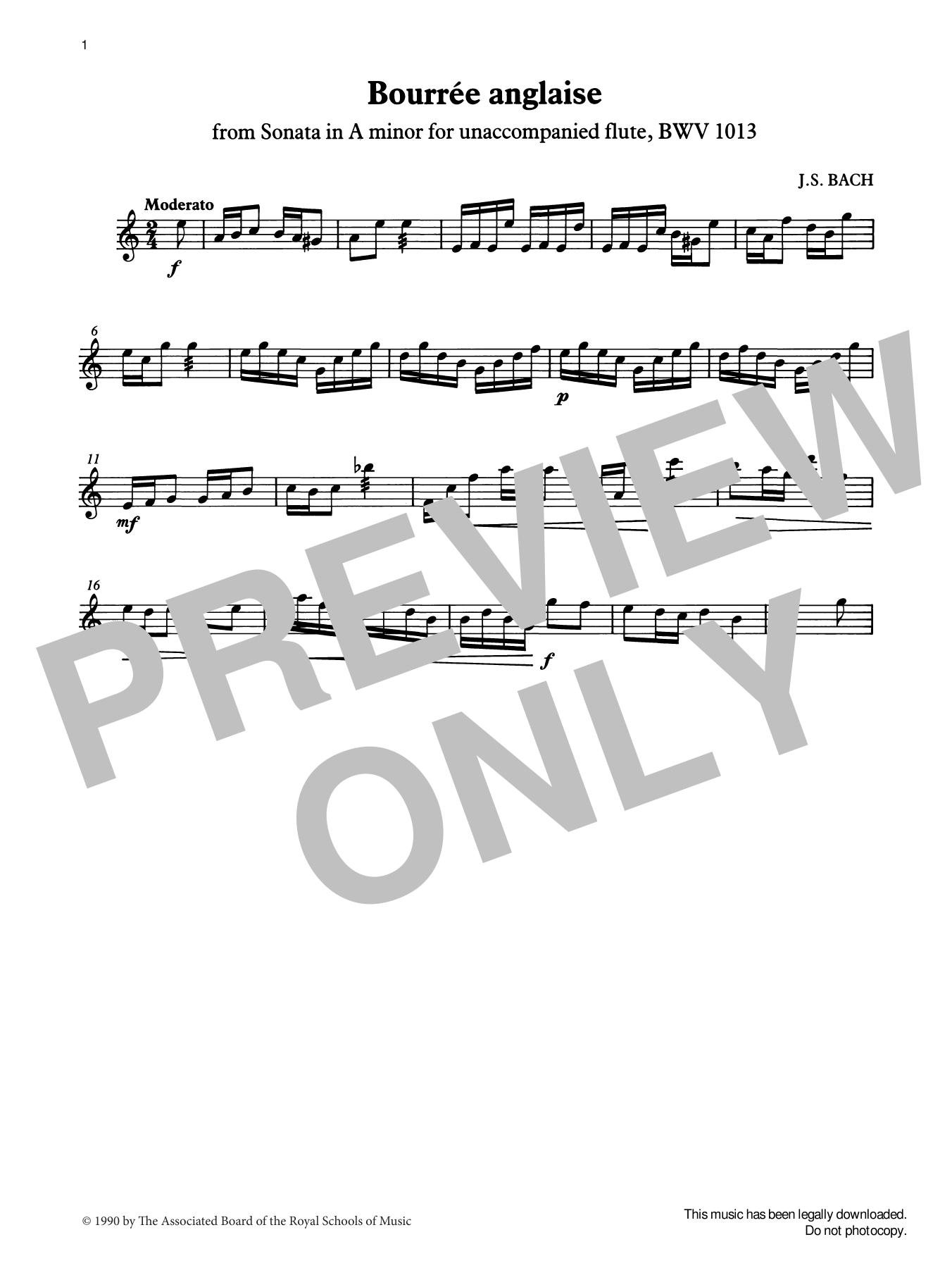 Download J. S. Bach Bourrée anglaise from Graded Music for Tuned Percussion, Book IV Sheet Music and learn how to play Percussion Solo PDF digital score in minutes
