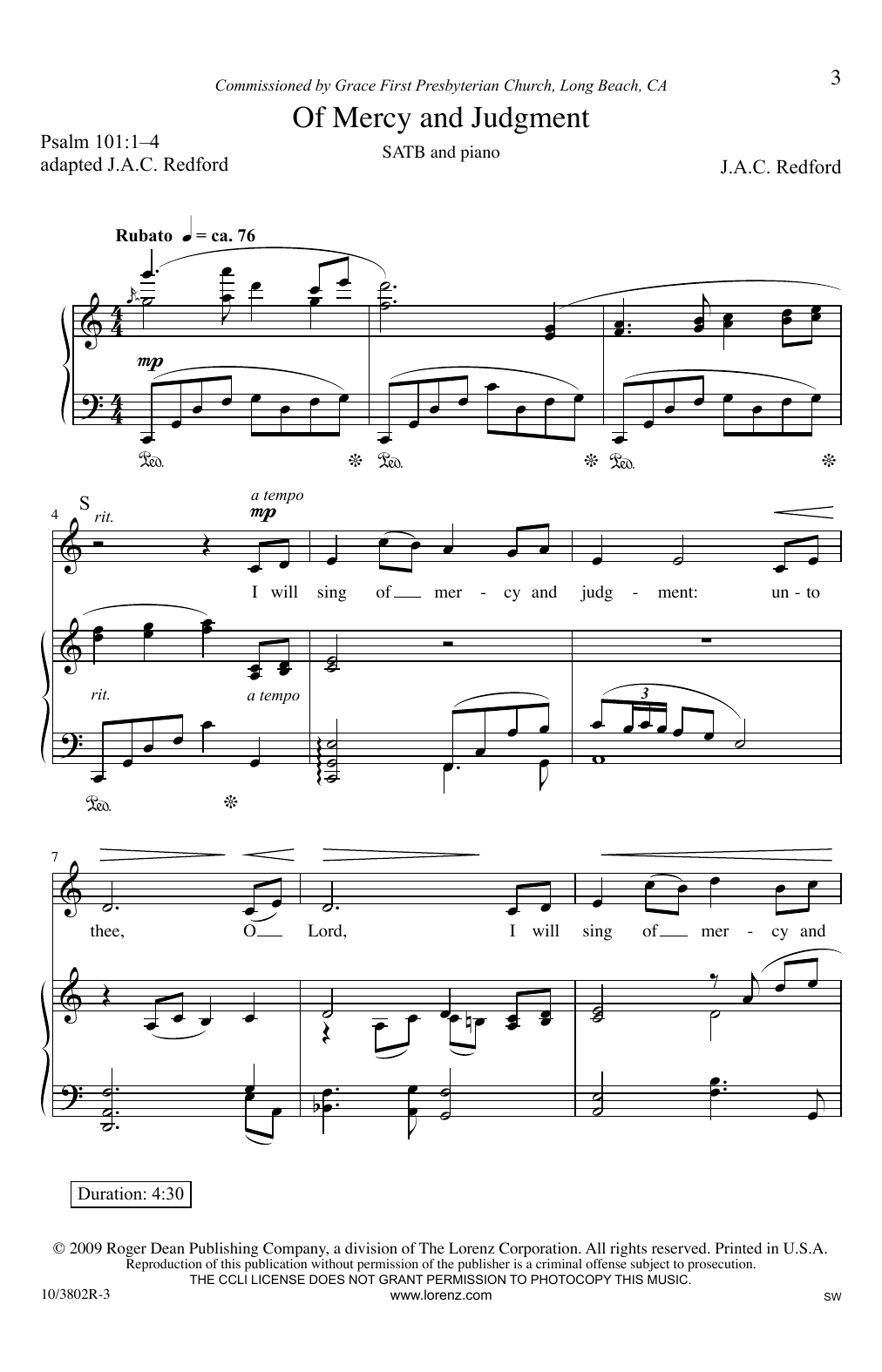 Download J.A.C. Redford Of Mercy And Judgment Sheet Music and learn how to play SATB PDF digital score in minutes