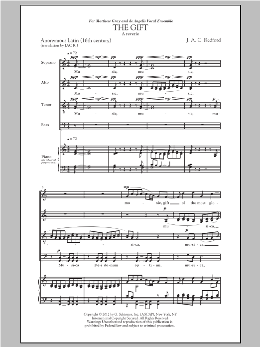 Download Jac Redford The Gift Sheet Music and learn how to play SATB PDF digital score in minutes