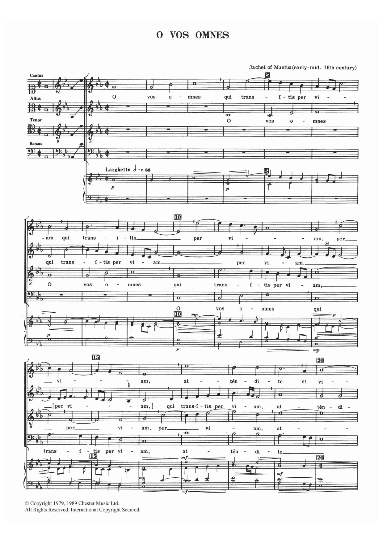 Download Jachet of Mantua O Vos Omnes Sheet Music and learn how to play SATB PDF digital score in minutes