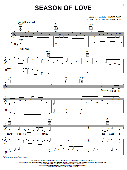 Download Jaci Velasquez Season Of Love Sheet Music and learn how to play Piano, Vocal & Guitar (Right-Hand Melody) PDF digital score in minutes