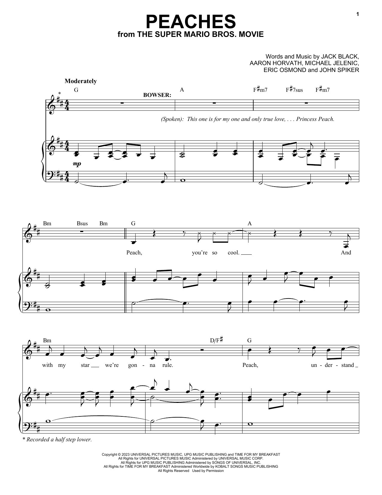 Download Jack Black Peaches (from The Super Mario Bros. Movie) Sheet Music and learn how to play French Horn Solo PDF digital score in minutes