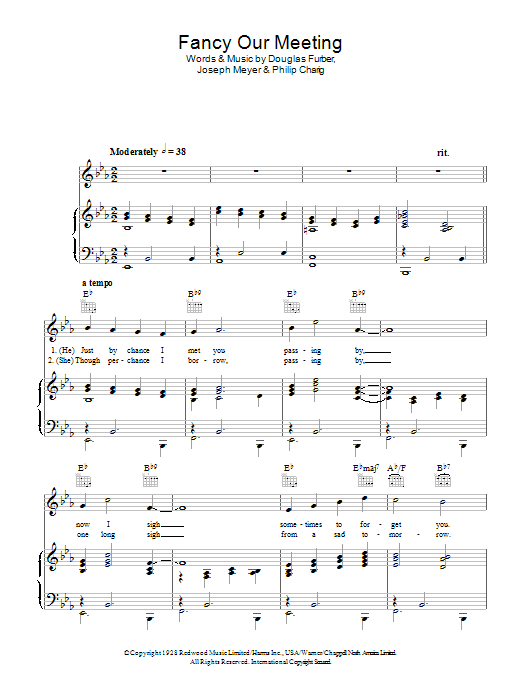 Download Jack Buchanan Fancy Our Meeting Sheet Music and learn how to play Piano, Vocal & Guitar (Right-Hand Melody) PDF digital score in minutes