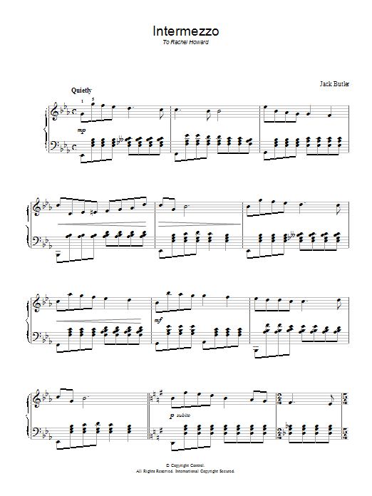 Download Jack Butler Intermezzo Sheet Music and learn how to play Piano PDF digital score in minutes