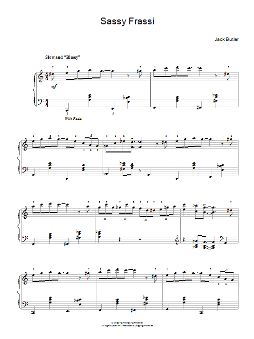 Download Jack Butler Sassy Frassi (in 'blues' style) Sheet Music and learn how to play Piano PDF digital score in minutes