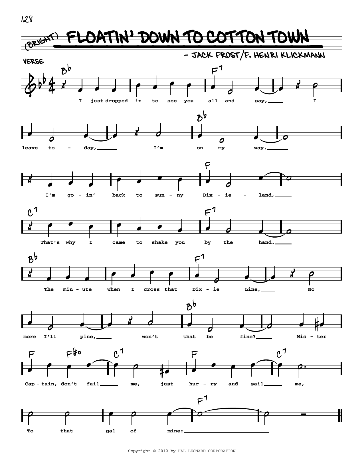 Download Jack Frost Floatin' Down To Cotton Town (arr. Robert Rawlins) Sheet Music and learn how to play Real Book – Melody, Lyrics & Chords PDF digital score in minutes
