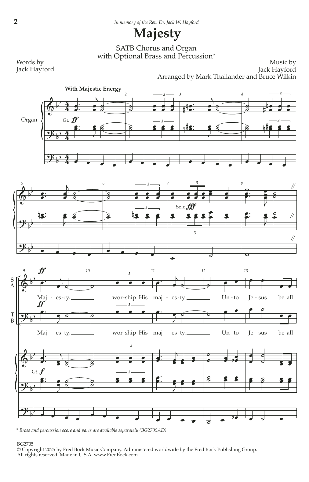 Download Jack Hayford Majesty (arr. Mark Thallander and Bruce Wilkin) Sheet Music and learn how to play SATB Choir PDF digital score in minutes