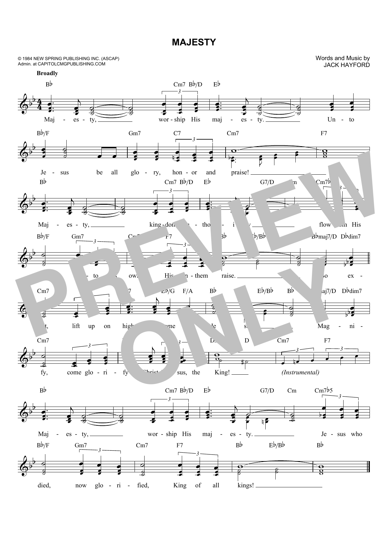 Download Jack Hayford Majesty Sheet Music and learn how to play Violin Solo PDF digital score in minutes