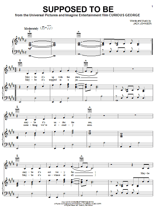 Download Jack Johnson Supposed To Be Sheet Music and learn how to play Guitar Tab PDF digital score in minutes