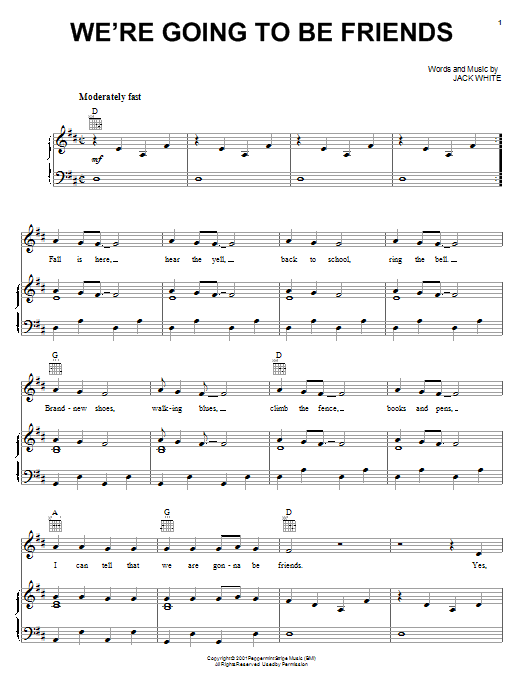 Download Jack Johnson We're Going To Be Friends Sheet Music and learn how to play Piano, Vocal & Guitar (Right-Hand Melody) PDF digital score in minutes