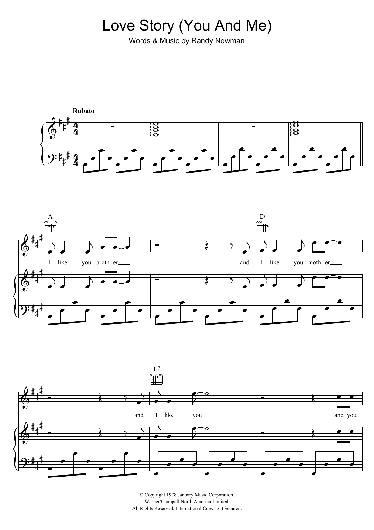 Download Jack Jones Love Story (You And Me) Sheet Music and learn how to play Piano, Vocal & Guitar (Right-Hand Melody) PDF digital score in minutes