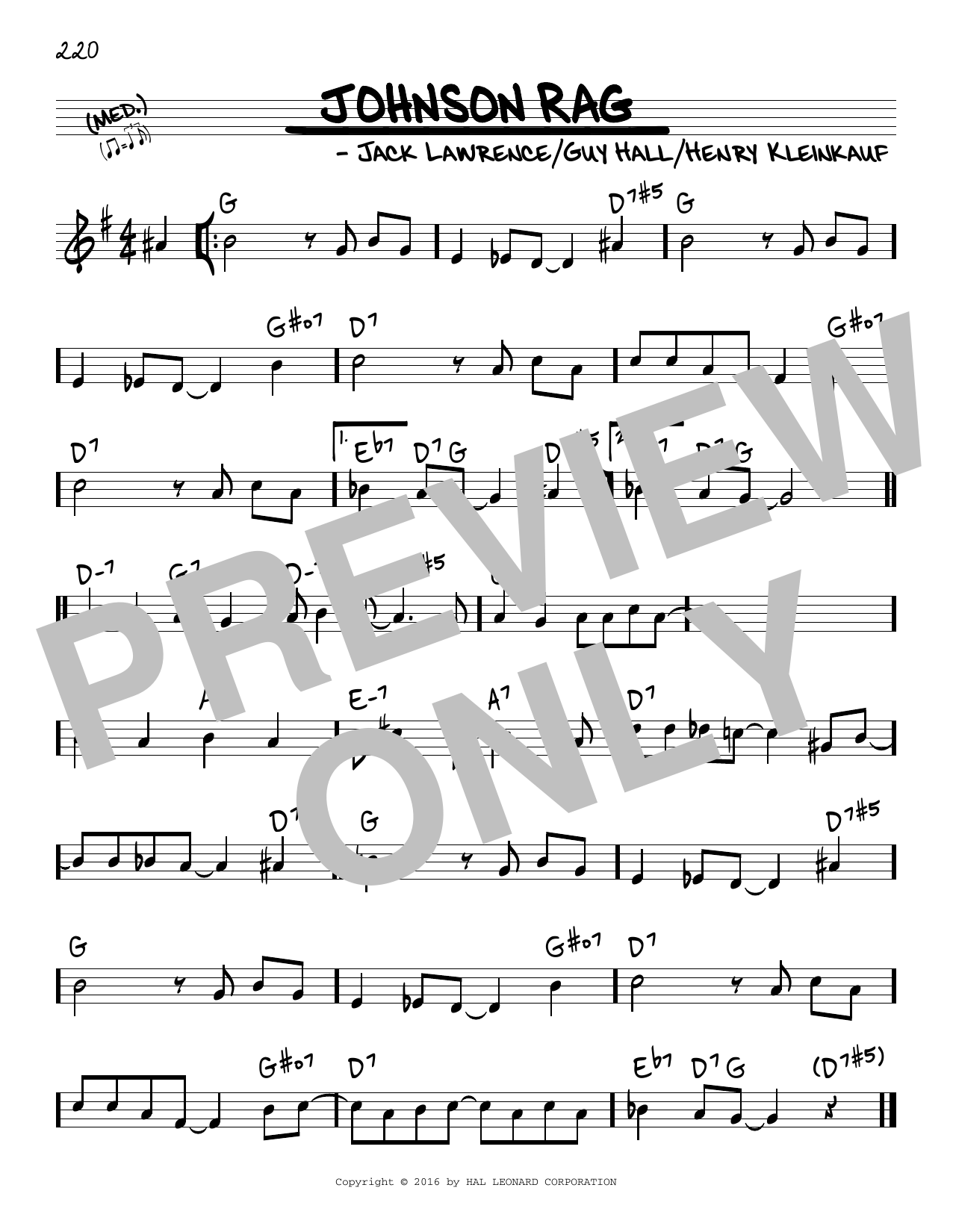 Download Jack Lawrence Johnson Rag Sheet Music and learn how to play Real Book – Melody & Chords PDF digital score in minutes