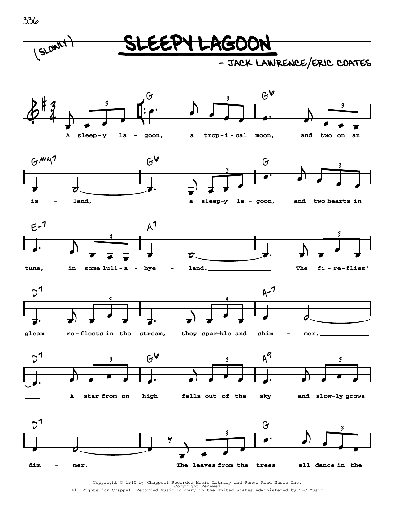 Download Jack Lawrence Sleepy Lagoon (Low Voice) Sheet Music and learn how to play Real Book – Melody, Lyrics & Chords PDF digital score in minutes