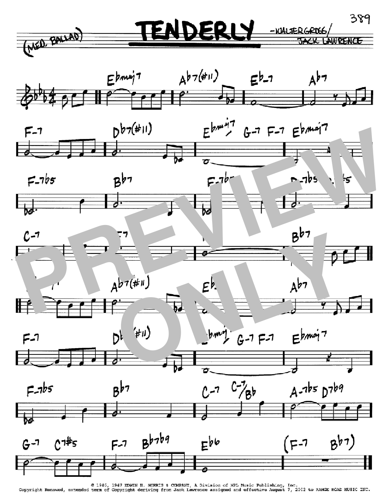 Download Jack Lawrence Tenderly Sheet Music and learn how to play Melody Line, Lyrics & Chords PDF digital score in minutes
