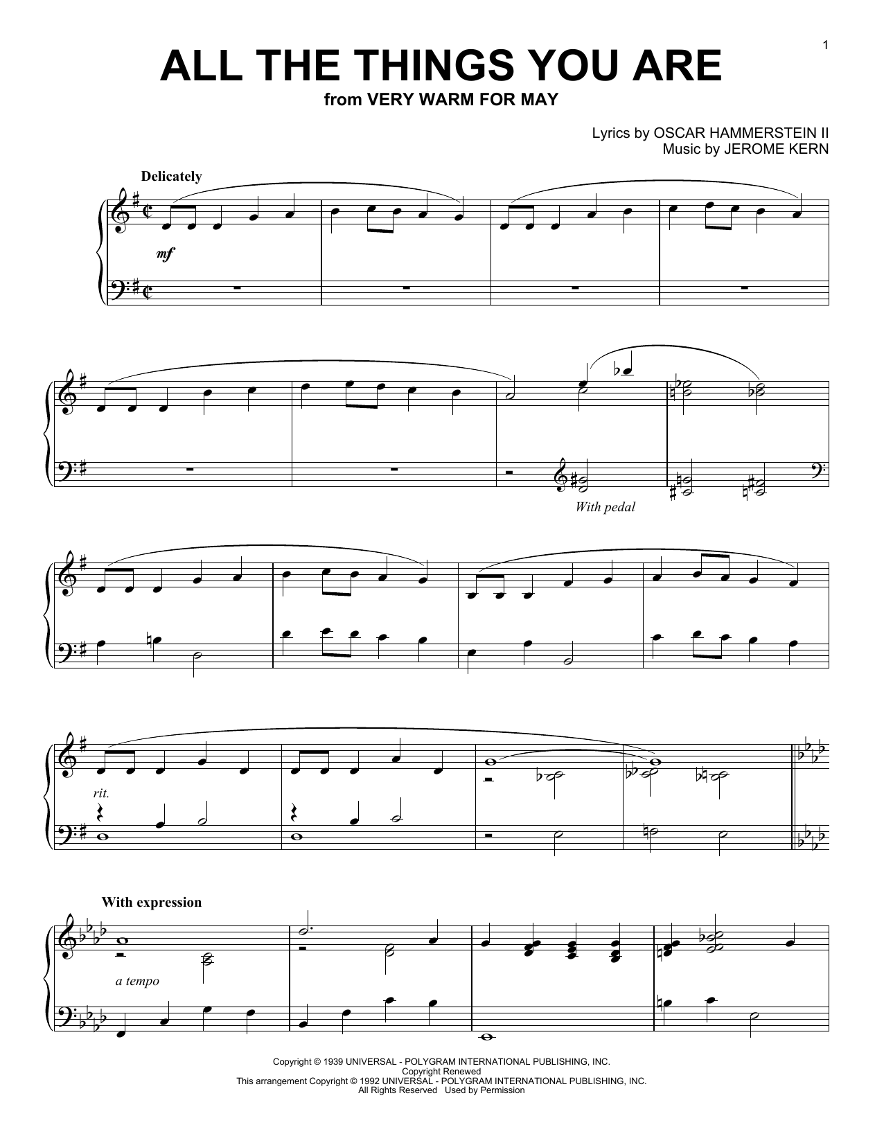Download Jack Leonard with Tommy Dorsey Orchestra All The Things You Are Sheet Music and learn how to play Piano PDF digital score in minutes
