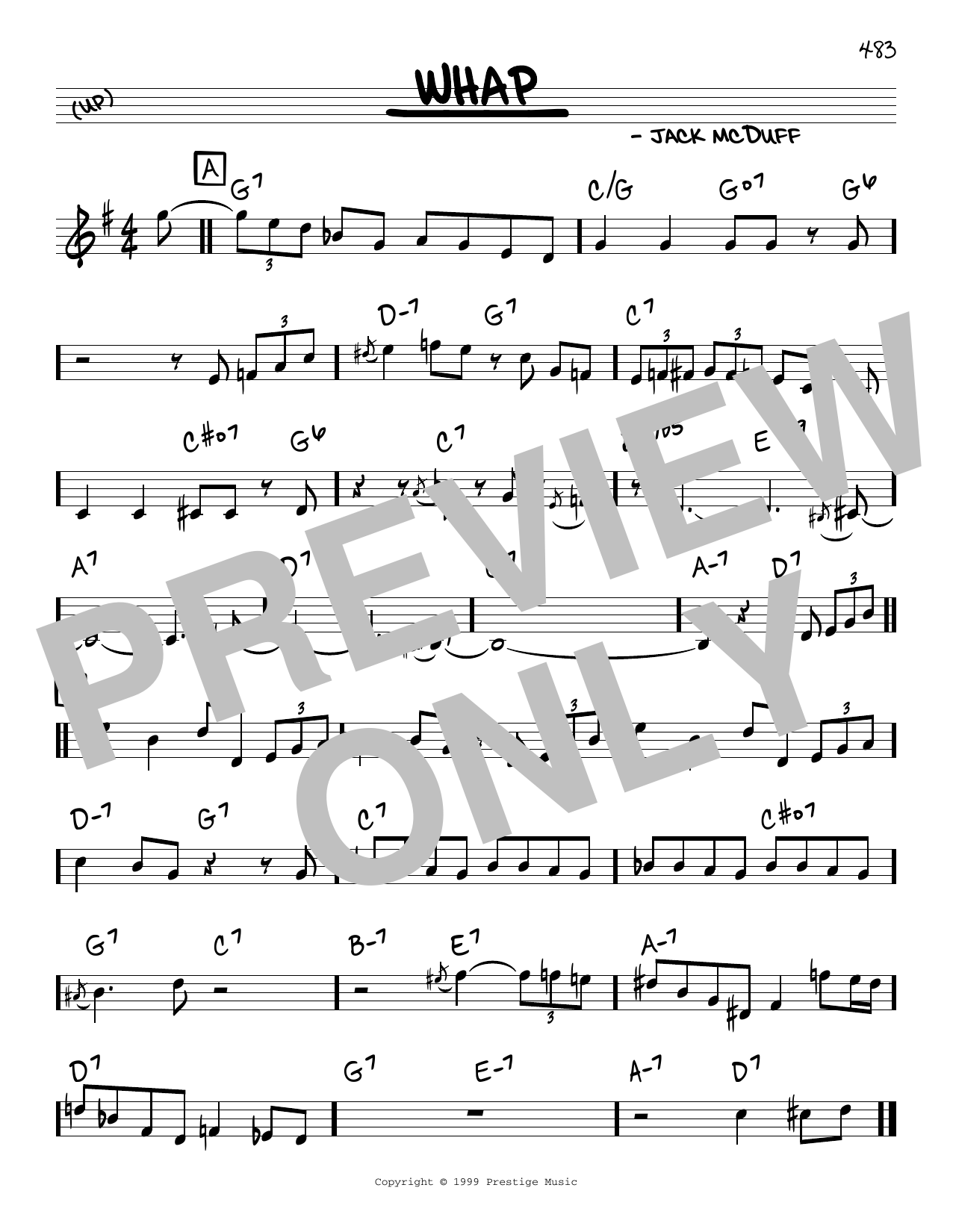 Download Jack McDuff Whap Sheet Music and learn how to play Real Book – Melody & Chords PDF digital score in minutes