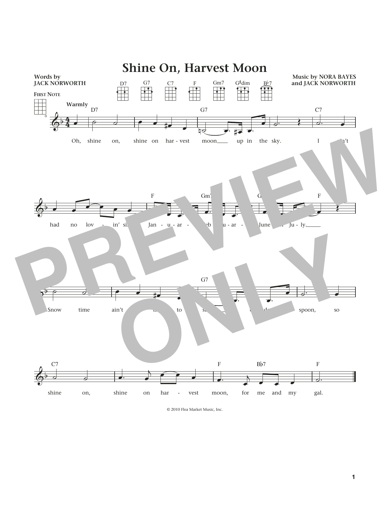 Download Jack Norworth Shine On, Harvest Moon Sheet Music and learn how to play Ukulele PDF digital score in minutes