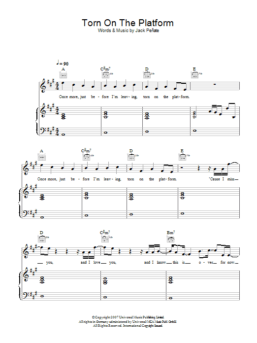 Download Jack Peñate Torn On The Platform Sheet Music and learn how to play Lyrics & Chords PDF digital score in minutes