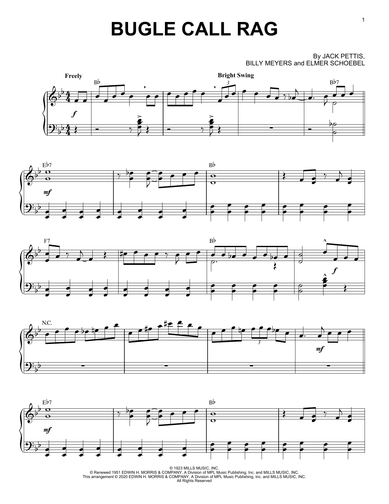 Download Jack Pettis Bugle Call Rag [Jazz version] (arr. Brent Edstrom) Sheet Music and learn how to play Piano Solo PDF digital score in minutes
