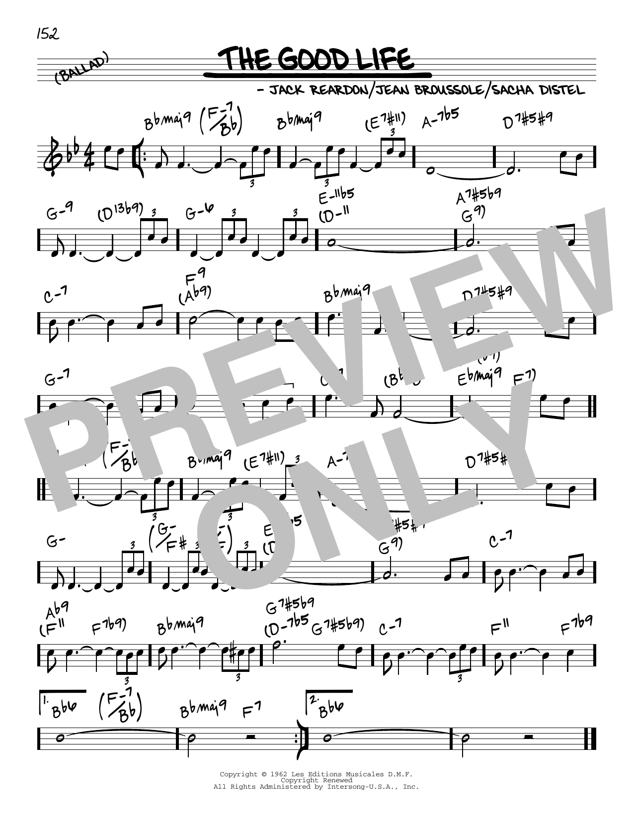 Download Jack Reardon The Good Life Sheet Music and learn how to play Real Book – Melody & Chords PDF digital score in minutes