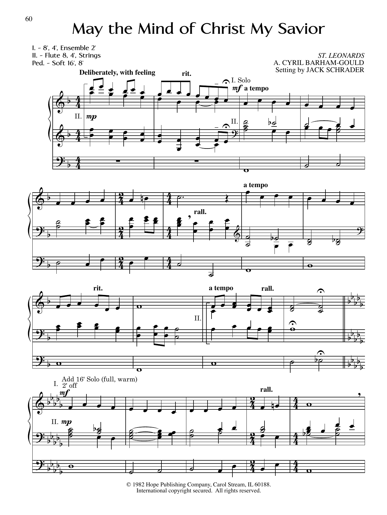 Download Jack Schrader May the Mind of Christ My Savior Sheet Music and learn how to play Organ PDF digital score in minutes
